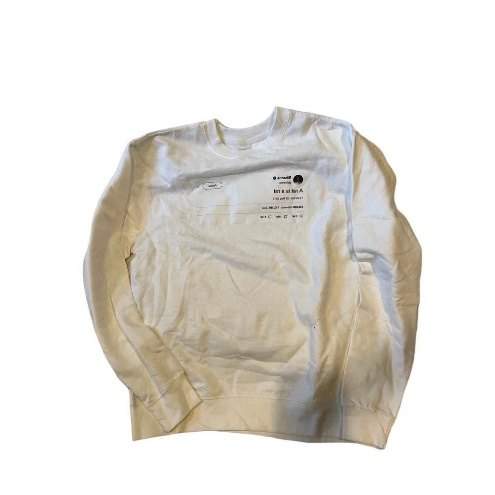 Tee Tweets Rihanna Backwards Twitter Pullover Crew Mens M